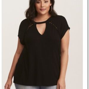 Torrid Black V Neck w/Choker Super Soft Shirt